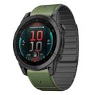 For Garmin Fenix E 47mm Dual Color Magnetic Quick Release 22mm Silicone Watch Band(Green+Black) - 1