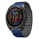 For Garmin Fenix 8 AMOLED 47mm Dual Color Magnetic Quick Release 22mm Silicone Watch Band(Dark Blue+Black) - 1