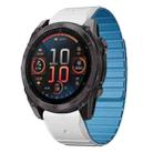 For Garmin Fenix 8 AMOLED 47mm Dual Color Magnetic Quick Release 22mm Silicone Watch Band(White+Sky Blue) - 1