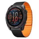 For Garmin Fenix 8 AMOLED 47mm Dual Color Magnetic Quick Release 22mm Silicone Watch Band(Black+Orange) - 1