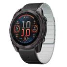 For Garmin Fenix 8 AMOLED 47mm Dual Color Magnetic Quick Release 22mm Silicone Watch Band(Black+Gray) - 1