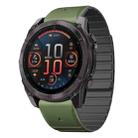 For Garmin Fenix 8 AMOLED 47mm Dual Color Magnetic Quick Release 22mm Silicone Watch Band(Green+Black) - 1