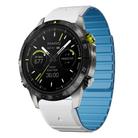 For Garmin MARQ Gen 2 Dual Color Magnetic Quick Release 22mm Silicone Watch Band(White+Sky Blue) - 1