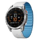 For Garmin EPIX Gen 2 / EPIX Pro Gen 2 Dual Color Magnetic Quick Release 22mm Silicone Watch Band(White+Sky Blue) - 1