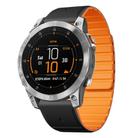 For Garmin EPIX Gen 2 / EPIX Pro Gen 2 Dual Color Magnetic Quick Release 22mm Silicone Watch Band(Black+Orange) - 1