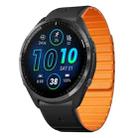 For Garmin Forerunner 965 / 955 / 945 Dual Color Magnetic Quick Release 22mm Silicone Watch Band(Black+Orange) - 1
