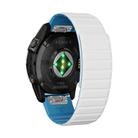 For Garmin Fenix 7 / Fenix 7 Pro Dual Color Magnetic Quick Release 22mm Silicone Watch Band(White+Sky Blue) - 2