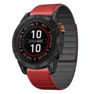 For Garmin Fenix 7 / Fenix 7 Pro Dual Color Magnetic Quick Release 22mm Silicone Watch Band(Red+Black) - 1