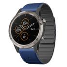 For Garmin Fenix 5 / Fenix 5 Plus Dual Color Magnetic Quick Release 22mm Silicone Watch Band(Dark Blue+Black) - 1