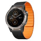 For Garmin Fenix 5 / Fenix 5 Plus Dual Color Magnetic Quick Release 22mm Silicone Watch Band(Black+Orange) - 1