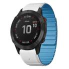 For Garmin Fenix 6 / Fenix 6 Pro Dual Color Magnetic Quick Release 22mm Silicone Watch Band(White+Sky Blue) - 1