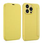 For iPhone 16 Pro Max Imitate Liquid Skin Feel Leather Phone Case with Card Slots(Yellow) - 1