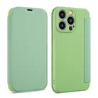 For iPhone 16 Pro Max Imitate Liquid Skin Feel Leather Phone Case with Card Slots(Tea Green) - 1