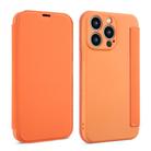 For iPhone 16 Pro Max Imitate Liquid Skin Feel Leather Phone Case with Card Slots(Orange) - 1