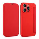 For iPhone 16 Pro Max Imitate Liquid Skin Feel Leather Phone Case with Card Slots(Red) - 1