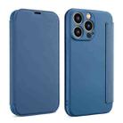 For iPhone 16 Pro Imitate Liquid Skin Feel Leather Phone Case with Card Slots(Blue) - 1