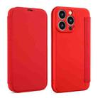 For iPhone 16 Pro Imitate Liquid Skin Feel Leather Phone Case with Card Slots(Red) - 1