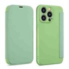 For iPhone 16 Plus Imitate Liquid Skin Feel Leather Phone Case with Card Slots(Tea Green) - 1