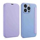 For iPhone XR Imitate Liquid Skin Feel Leather Phone Case with Card Slots(Purple) - 1