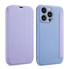 For iPhone 7 / 8 / SE 2022 Imitate Liquid Skin Feel Leather Phone Case with Card Slots(Purple) - 1