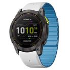 For Garmin Enduro 3 Dual Color Magnetic Quick Release 26mm Silicone Watch Band(White+Sky Blue) - 1