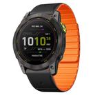 For Garmin Enduro 3 Dual Color Magnetic Quick Release 26mm Silicone Watch Band(Black+Orange) - 1