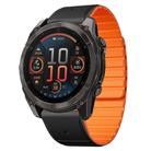 For Garmin Fenix 8 AMOLED 51mm Dual Color Magnetic Quick Release 26mm Silicone Watch Band(Black+Orange) - 1