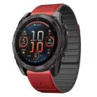 For Garmin Fenix 8 AMOLED 51mm Dual Color Magnetic Quick Release 26mm Silicone Watch Band(Red+Black) - 1