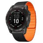 For Garmin Fenix 7X / 7X Pro Dual Color Magnetic Quick Release 26mm Silicone Watch Band(Black+Orange) - 1