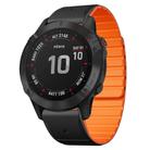 For Garmin Fenix 6X / 6X Pro Dual Color Magnetic Quick Release 26mm Silicone Watch Band(Black+Orange) - 1