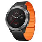 For Garmin Fenix 5X / Fenix 5X Plus Dual Color Magnetic Quick Release 26mm Silicone Watch Band(Black+Orange) - 1