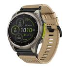 For Garmin Fenix 8 MIP 47mm Nylon Canvas Quick Release 22mm Watch Band(Khaki) - 1