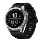 For Garmin Fenix 7 Pro Nylon Canvas Quick Release 22mm Watch Band(Black) - 1