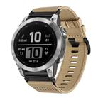 For Garmin Fenix 7 Pro Nylon Canvas Quick Release 22mm Watch Band(Khaki) - 1