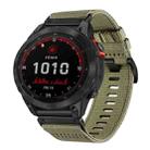 For Garmin Fenix 7 Sapphire Solar Nylon Canvas Quick Release 22mm Watch Band(Olive Green) - 1