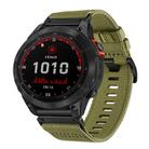 For Garmin Fenix 7 Sapphire Solar Nylon Canvas Quick Release 22mm Watch Band(Army Green) - 1