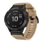 For Garmin Fenix 6 GPS / 6 Pro GPS Nylon Canvas Quick Release 22mm Watch Band(Khaki) - 1