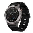 For Garmin Fenix 6 Sapphire GPS Nylon Canvas Quick Release 22mm Watch Band(Black) - 1