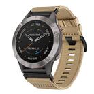 For Garmin Fenix 6 Sapphire GPS Nylon Canvas Quick Release 22mm Watch Band(Khaki) - 1