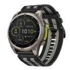 For Garmin Fenix 8 MIP 51mm Nylon Canvas Quick Release 26mm Watch Band(Black Gray) - 1