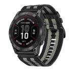 For Garmin Fenix 7X Pro Nylon Canvas Quick Release 26mm Watch Band(Black Gray) - 1