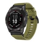 For Garmin Fenix 7X Pro Nylon Canvas Quick Release 26mm Watch Band(Army Green) - 1