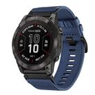 For Garmin Fenix 7X Pro Nylon Canvas Quick Release 26mm Watch Band(Blue) - 1