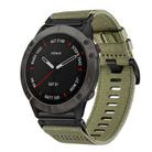 For Garmin Fenix 6X / 6X Pro Nylon Canvas Quick Release 26mm Watch Band(Olive Green) - 1