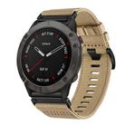 For Garmin Fenix 6X / 6X Pro Nylon Canvas Quick Release 26mm Watch Band(Khaki) - 1