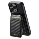 For iPhone 16 Pro Max Suteni TXWH18 Carbon Fiber Texture Detachable Wallet MagSafe Phone Case(Black) - 1