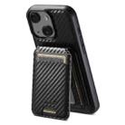 For iPhone 13 Suteni TXWH18 Carbon Fiber Texture Detachable Wallet MagSafe Phone Case(Black) - 1