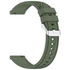 For Samsung Galaxy Watch 7 40mm Stripe Texture Silicone 20mm Watch Band(Dark Green) - 2