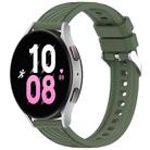 For Samsung Galaxy Watch 5  44mm Stripe Texture Silicone 20mm Watch Band(Dark Green) - 1