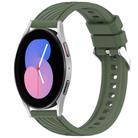 For Samsung Galaxy Watch 5  40mm Stripe Texture Silicone 20mm Watch Band(Dark Green) - 1